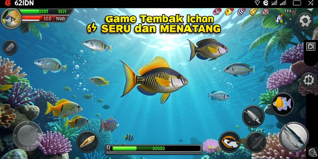Screenshot gameplay 62IDN dengan aksi tembak ikan yang seru.