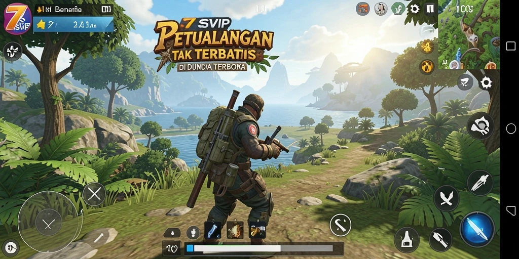 Screenshot gameplay 7SVIP menampilkan pemandangan dunia terbuka yang menakjubkan.