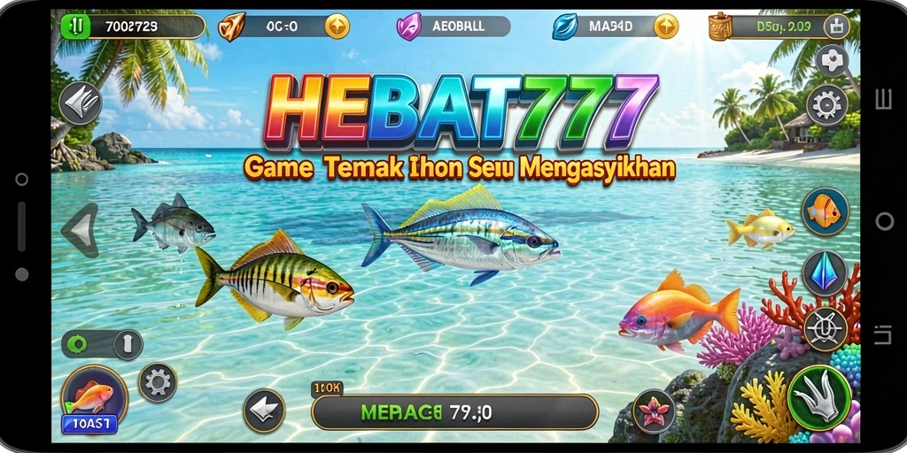 Gameplay seru HEBAT777 dengan menangkap ikan.