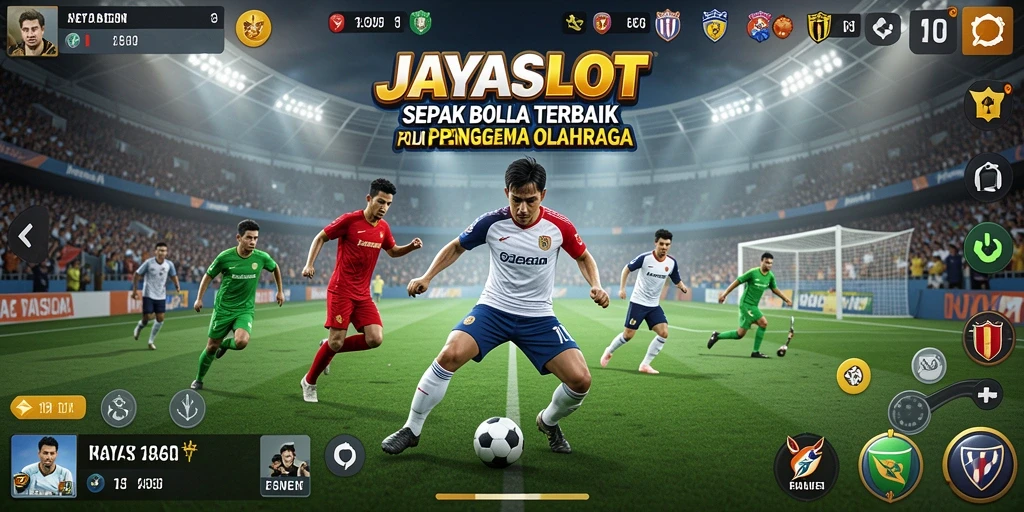 Tampilan gameplay seru di JAYASLOT dengan aksi sepak bola yang mendebarkan.