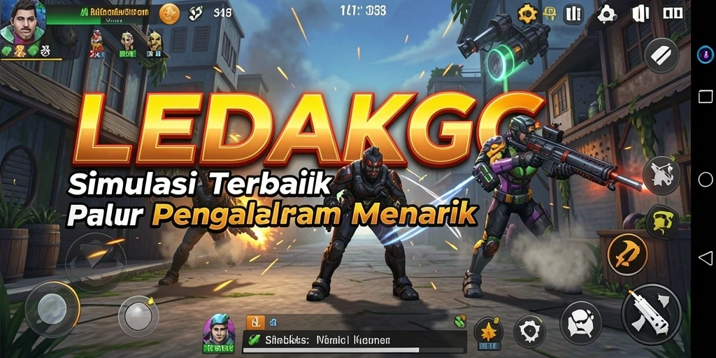 Screenshot utama LEDAKGG menampilkan gameplay simulasi yang mendetail dan menarik.