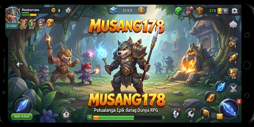 Tampilan menarik dari gameplay RPG dalam MUSANG178.