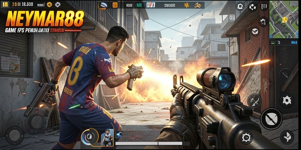 Tangkapan layar menampilkan aksi seru dari gameplay NEYMAR88 FPS.