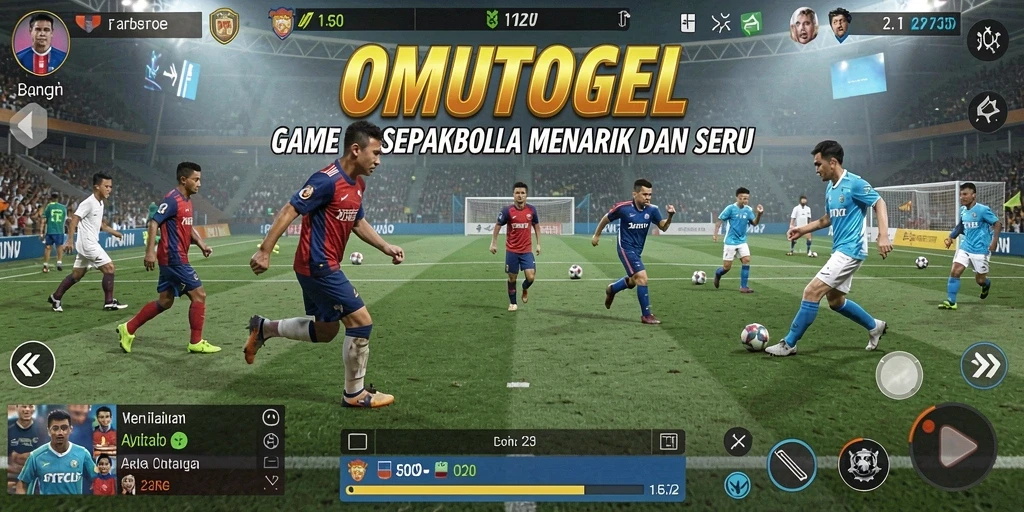 Screenshot gameplay OMUTOGEL yang penuh aksi sepakbola.