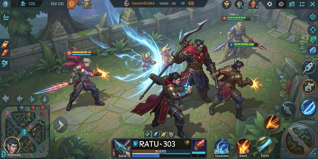 Tangkapan layar utama gameplay MOBA yang mendebarkan.