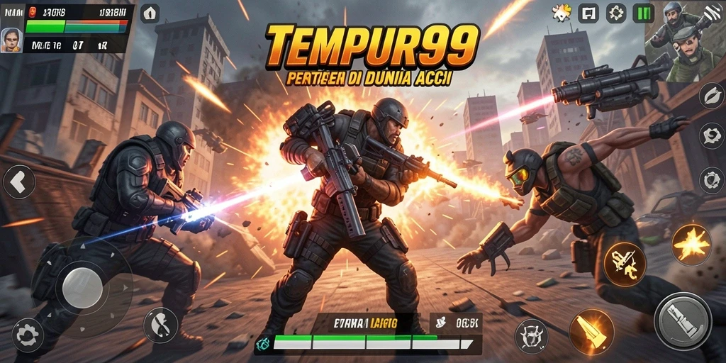 Tampilan gameplay TEMPUR99 yang penuh aksi dan seru.